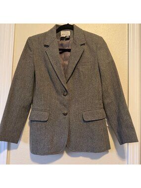 Vintage Farrer Womens Gray Wool Blazer Suit Jacket Size 7/8